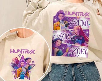 Huntrix Two Sided Sweatshirt, Demon Hunters Shirt, Huntrix Girls Tee, Mira Rumi Joey Crewneck, Gift For Kpop Fan, Demon Hunter Merch