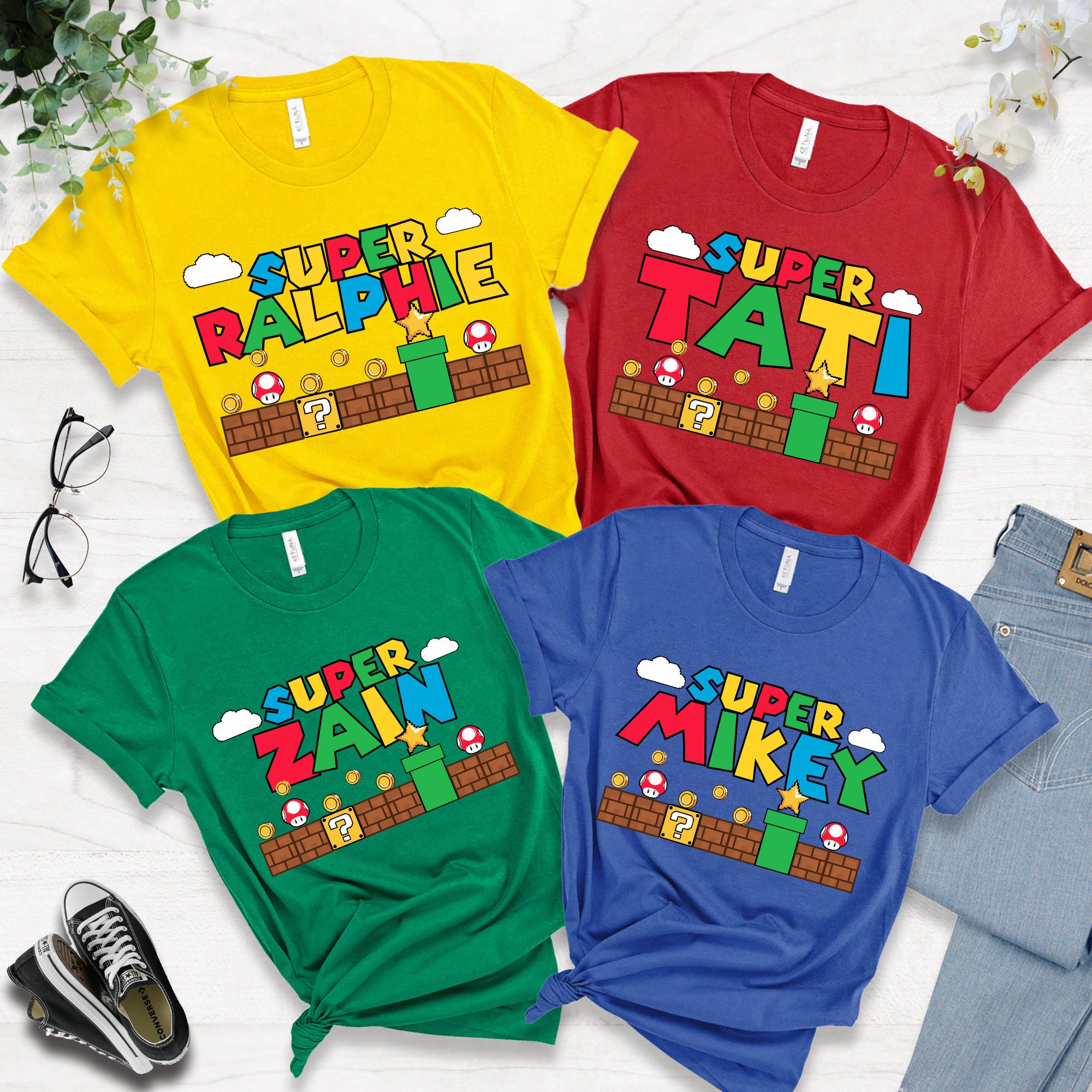 Super Mario Birthday Shirt, Super Mario Kids Birthday Party Shirt, Personalized Super Mario Family Shirt, Custom Super Mario Birthday Shirt