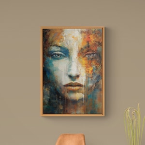 Painting Woman Face Canvas Wall Art, Teary Woman Face, Modern Canvas Home Decor, Contemporary Home Decor, Office Wall Art, Ready to Hang