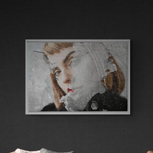 Beautiful Woman Canvas Wall Decor, Woman Art Print, High Quality Canvas Wall Art, Office Wall Decor, Peeling Woman Art