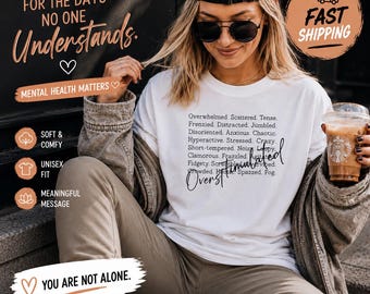 Overstimulated Shirt – Mental Health Awareness Tee – Overwhelmed Brain Fog T-Shirt – ADHD Anxiety Shirt-brain fog tee-sensory overload