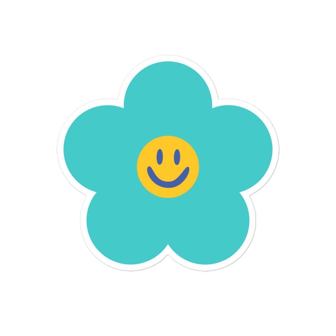Flower Smiley Face Sticker Etsy
