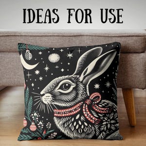 Woodcut Christmas Animals Clipart: Winter Woodland PNG Images (Digital Files) image 6