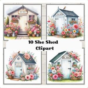 10 aquarel mooie bloemen die ze afwerpt |  Meisjesgrot, retraite, heiligdom | Digitale download | Afdrukbare illustraties | Knutselbenodigdheden