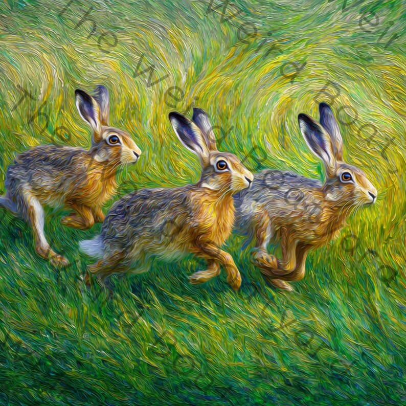 Monet Rabbit Monet Hares PNG Clipart Bundle, Impressionist Rabbit Art (digital ...