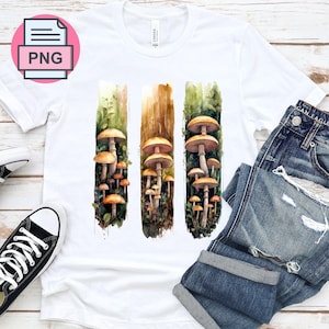 Aquarelle forêt champignons coup de pinceau PNG, conception de champignons des bois, téléchargement numérique pour travaux manuels, coup de pinceau champignon vénéneux, tshirt Forestcore