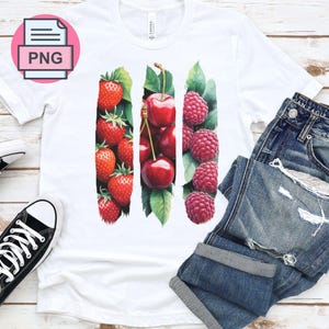 Beere Pinselstrich PNG | Erdbeeren, Kirschen & Himbeeren Digitales Design | Pinselstriche, T-Shirt-Design, fruchtig, T-Shirt-Design