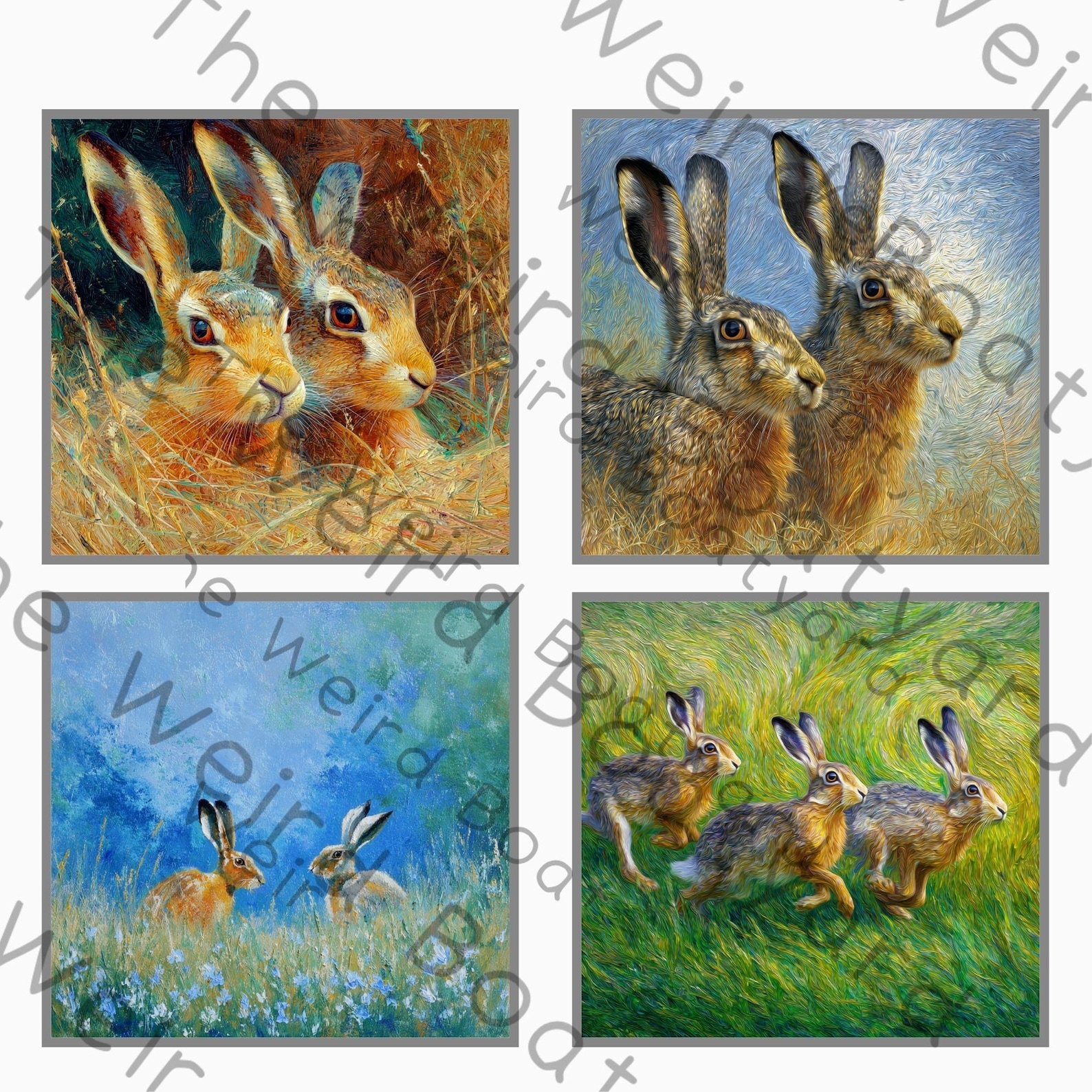 Monet Rabbit Monet Hares PNG Clipart Bundle, Impressionist Rabbit Art (digital ...