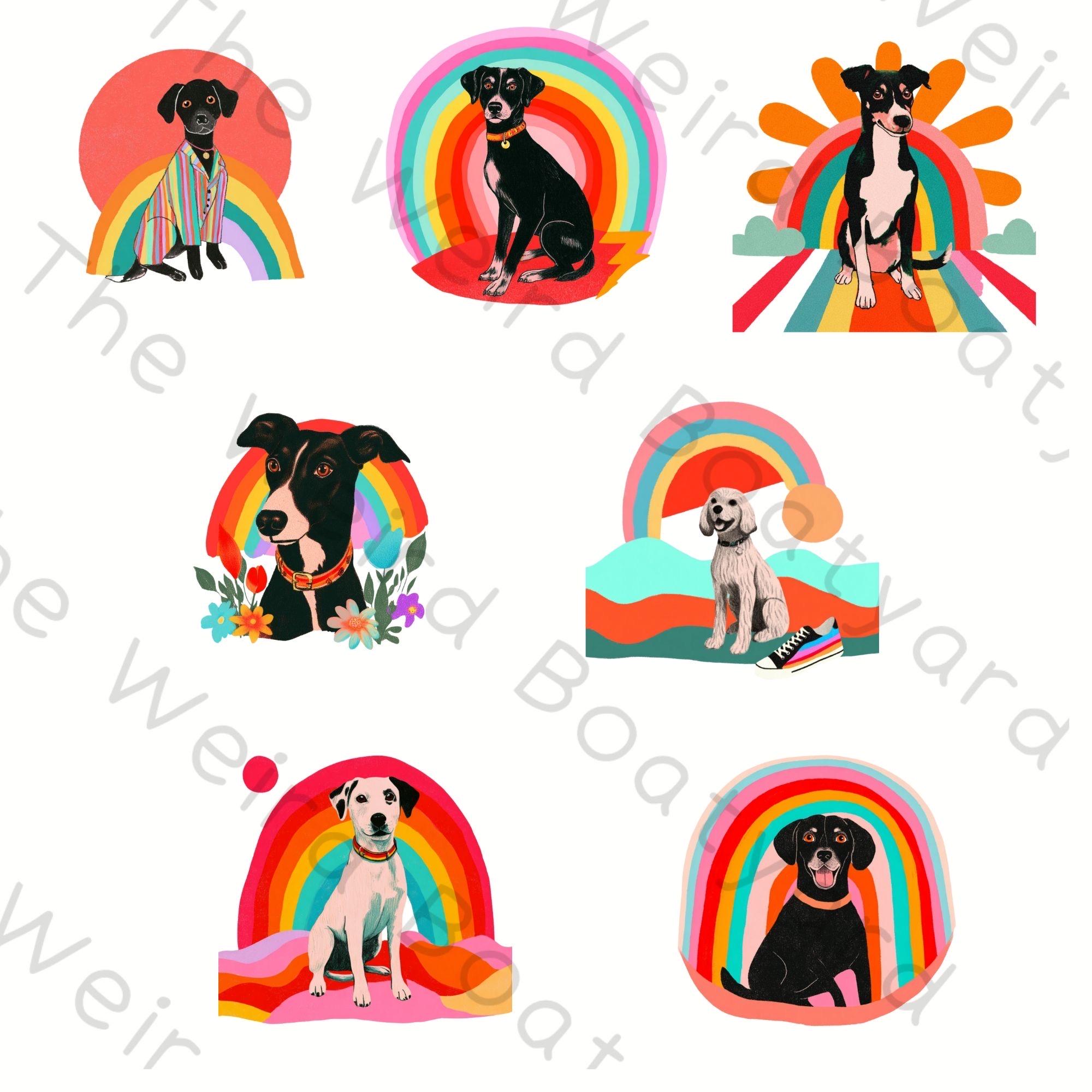 Rainbow Dog PNG Clipart Set, Whimsical Illustrations (digital Download ...