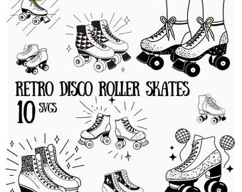 Clipart di pattini a rotelle da discoteca retrò: 10 grafiche SVG (download digitale)