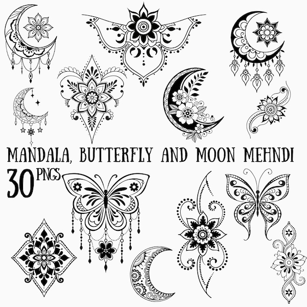 Moon Drawing.pdf Henna Moon Design - Etsy