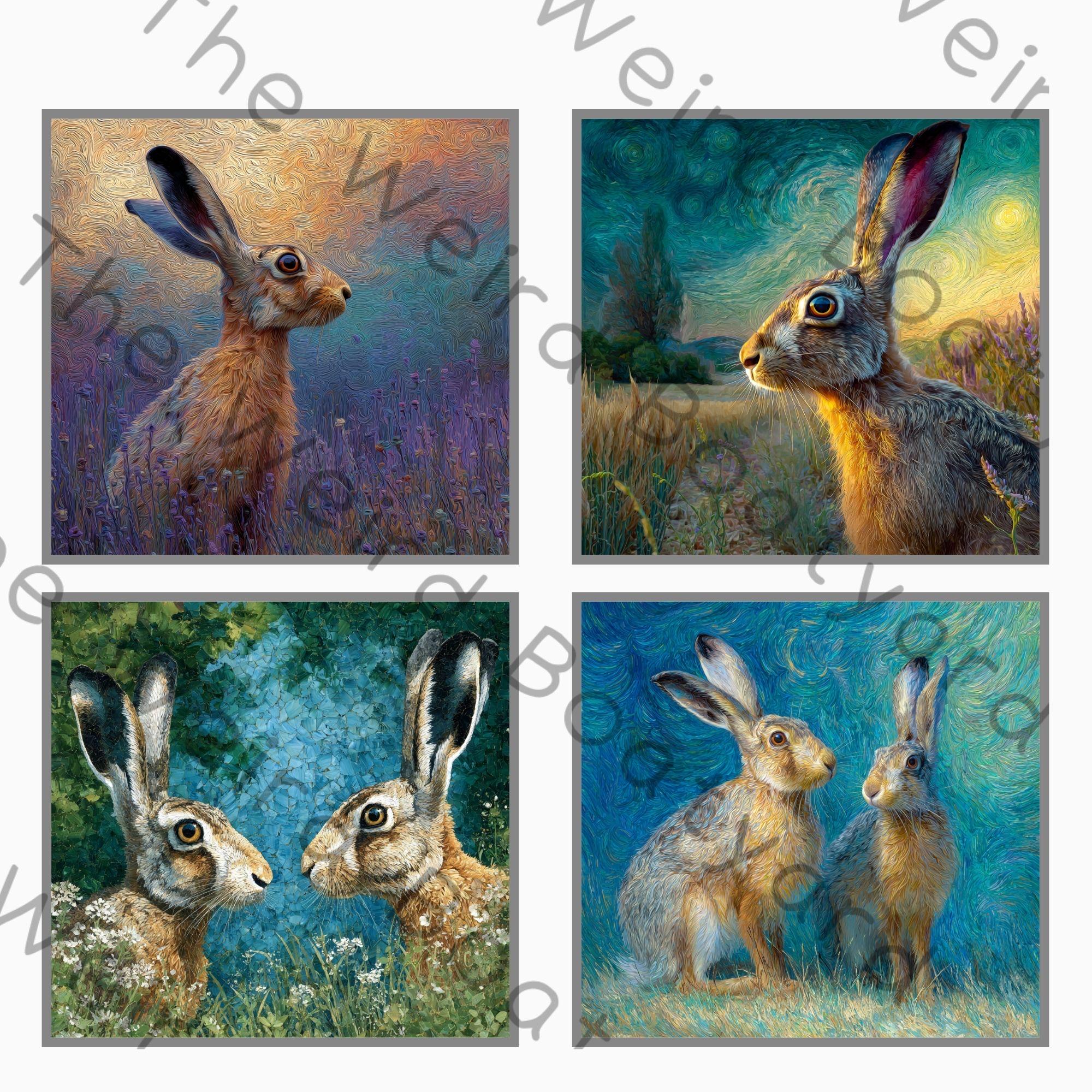 Monet Rabbit Monet Hares PNG Clipart Bundle, Impressionist Rabbit Art (digital ...