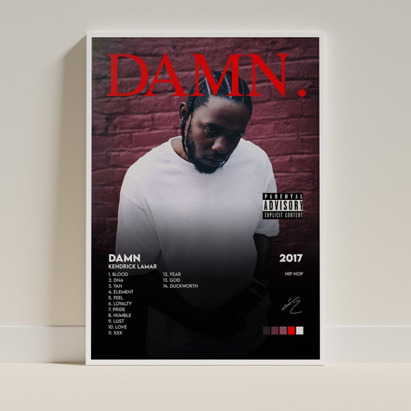 Impression de couverture d'album de Kendrick Lamar, affiche imprimée en téléchargement numérique, affiche personnalisée de haute qualité, affiche de liste des pistes d'art mural
