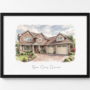 housewarming gift, our first home sign, home sweet home sign, watercolor home, house portrait, realtor gift, house closing gift, custom home painting