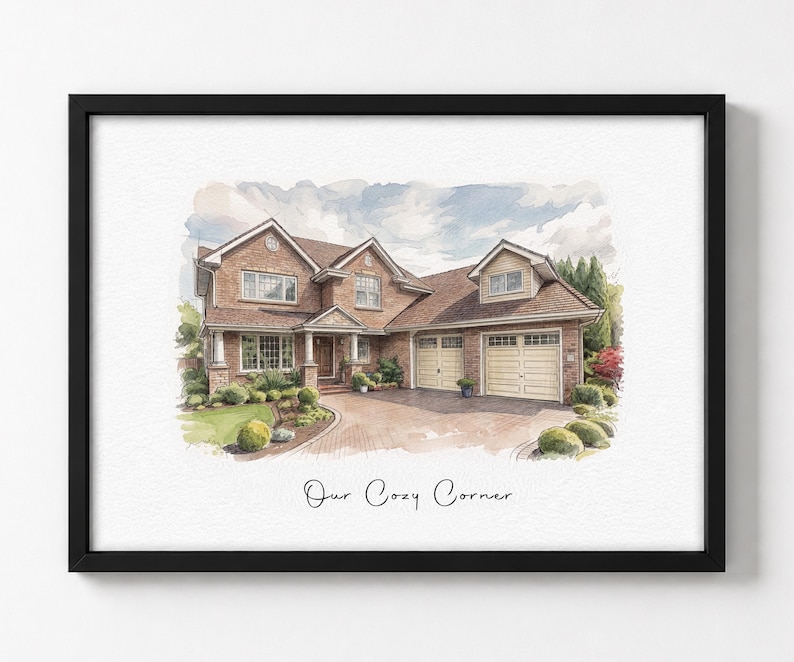 housewarming gift, our first home sign, home sweet home sign, watercolor home, house portrait, realtor gift, house closing gift, custom home painting