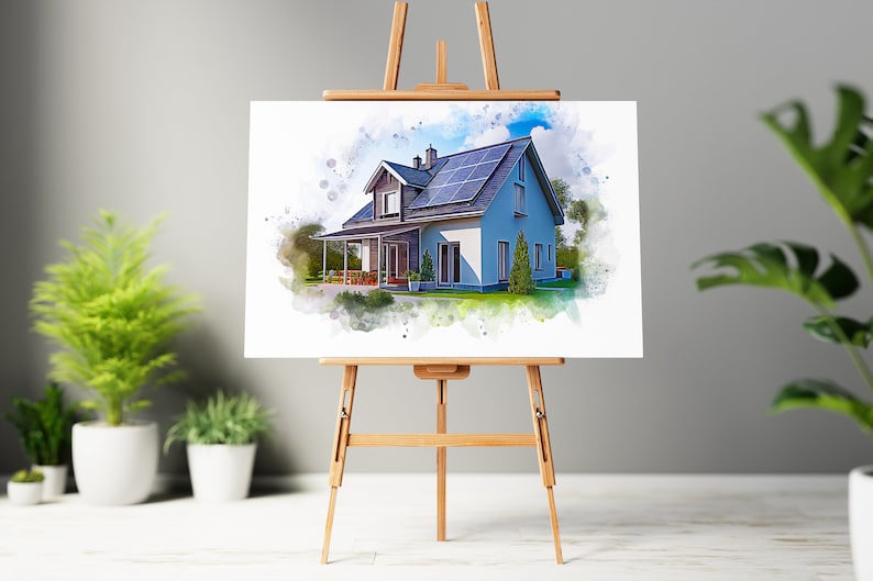 home painting, realtor gift, house print, housewarming gift, house painting, watercolor painting, custom painting, housewarming gift, watercolor art, custom portrait, New house portrait, Unique Home Portrait, Realtor Closing Gift - by Pawarty