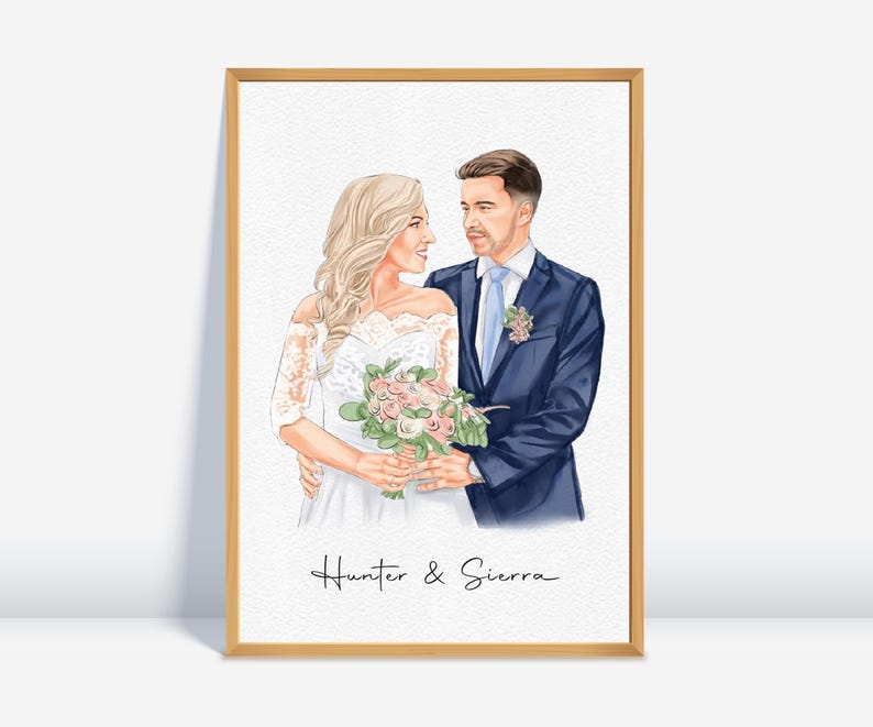 Anniversary Present, Valentines Day Gift, Gift for Her Him, Wife Husband Gift, Loved one Portrait, Engagement Gift, Couple Portrait.