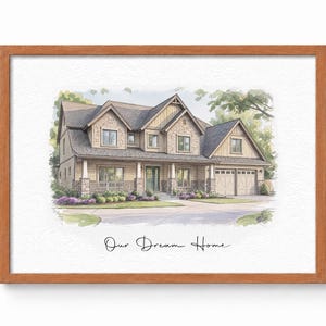 housewarming gift, our first home sign, home sweet home sign, watercolor home, house portrait, realtor gift