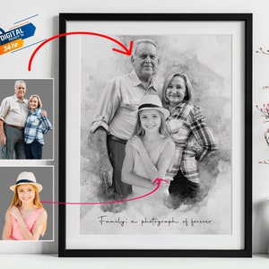 Add Deceased Loved One to Photo | Combine Family Portrait Mother's day gift | Memorial Gift for Loss of Father & Mother | Gift from Daughter