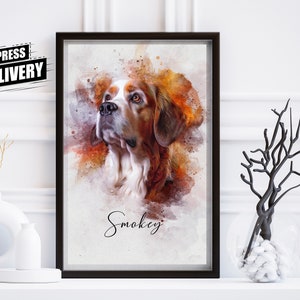 Watercolor Pet Portrait from Photo to Personalized gift for her girlfriend, mom, custom Dog Portrait Cat Portrait, Unique Mother's day gift