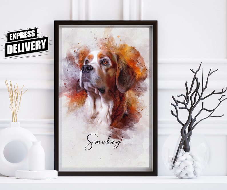 Watercolor Pet Portrait from Photo to Personalized gift for her girlfriend, mom, custom Dog Portrait Cat Portrait, Unique Mother's day gift