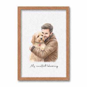 gift for her, painting from photo, portrait from photo, couple and pet, pet remembrance, owner and pet