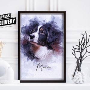 custom pet portrait, custom dog portrait, pet memorial gifts, Watercolor Portrait, portrait from photo, personalized gifts, gifts for her, gifts for girlfriend, gift for her, gift for mom, Cat portrait, handmade gift, Mother's day gift
