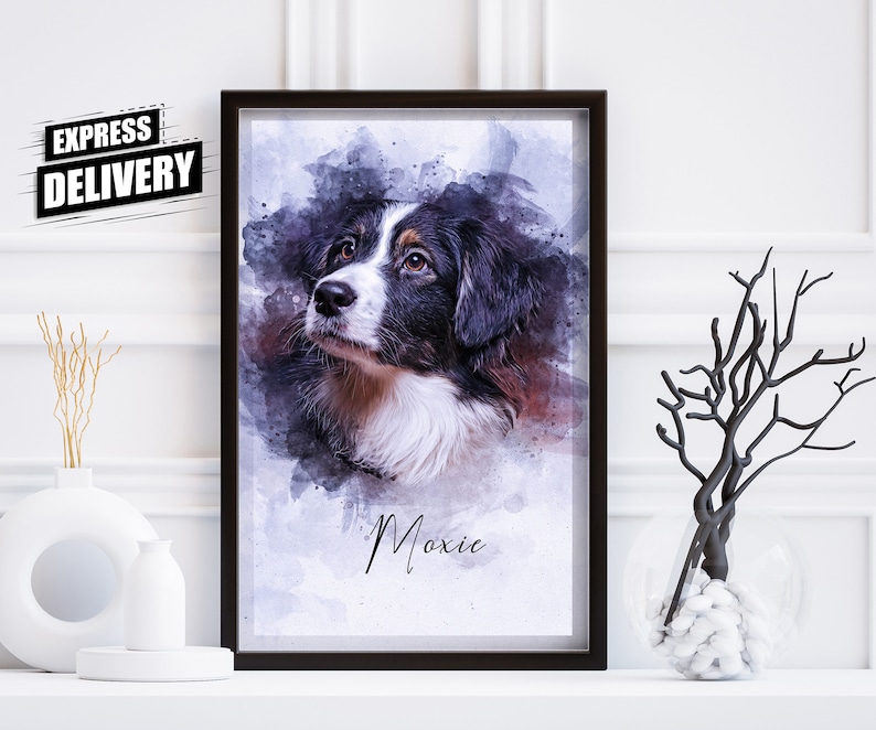 custom pet portrait, custom dog portrait, pet memorial gifts, Watercolor Portrait, portrait from photo, personalized gifts, gifts for her, gifts for girlfriend, gift for her, gift for mom, Cat portrait, handmade gift, Mother's day gift