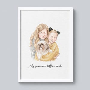 cat lover gift, anniversary gift, gift for him, gift for her, painting from photo, portrait from photo, couple and pet, pet remembrance, owner and pet