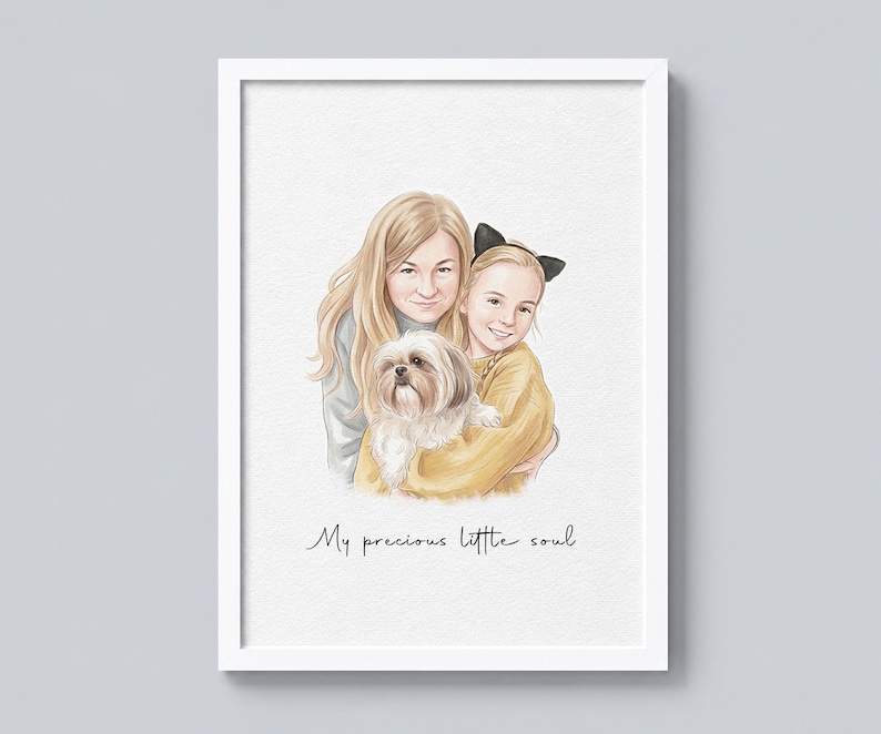 cat lover gift, anniversary gift, gift for him, gift for her, painting from photo, portrait from photo, couple and pet, pet remembrance, owner and pet