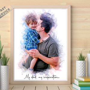 Fathers Day Gift, Gift From Wife, Gift from daughter, New Dad Gift, Gift for Husband, Gift for him Grandpa, first father Gift, Father and Daughter, Personalized gift, Dad birthday gift, Anniversary dad gift, Custom Portrait, Painting from photo - by Pawarty