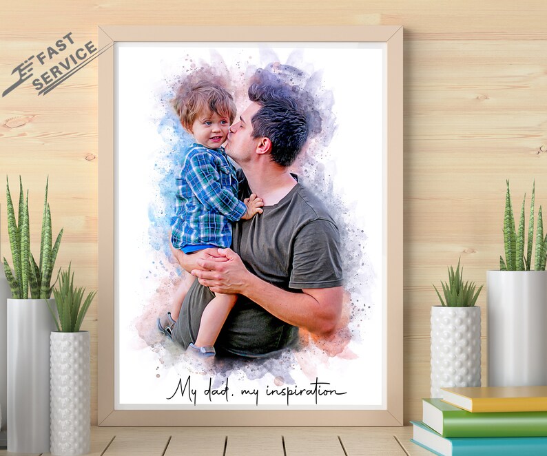 Fathers Day Gift, Gift From Wife, Gift from daughter, New Dad Gift, Gift for Husband, Gift for him Grandpa, first father Gift, Father and Daughter, Personalized gift, Dad birthday gift, Anniversary dad gift, Custom Portrait, Painting from photo - by Pawarty