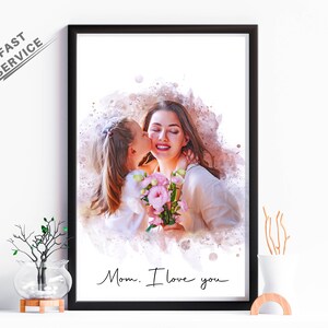 first mothers day, gift from daughter, portrait painting, custom family, anniversary gift, mom birthday gift, personalized gifts, dog mom gift, unique mom gift, gift for her, gift for wife, Drawing from photo, Christmas Gift