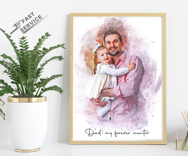 Fathers Day Gift, Gift From Wife, Gift from daughter, New Dad Gift, Gift for Husband, Gift for him Grandpa, first father Gift, Father and Daughter, Personalized gift, Dad birthday gift, Anniversary dad gift, Custom Portrait, Painting from photo - by Pawarty