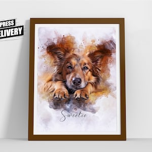Custom Pet Portrait Using Pet Photo Personalized Dog memorial gift | Mother&#39;s day gift for her | Christmas Gift | Dog Portrait handmade gift