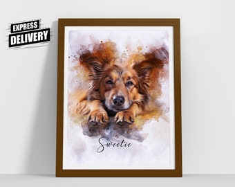 Custom Pet Portrait Using Pet Photo Personalized Dog memorial gift | Mother's day gift for her | Christmas Gift | Dog Portrait handmade gift