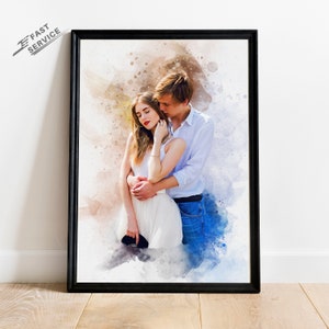 Custom Couple Portrait from Photo | Christmas Gift for him, Wife/ Husband Boyfriend | Engagement Gift Personalized wedding anniversary gift