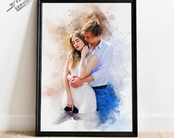 Custom Couple Portrait from Photo | Valentine's gift for him, Wife/Husband Boyfriend | Engagement Gift Personalized wedding anniversary gift