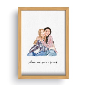 First Mothers Day Gift for Mom | Personalized watercolor portrait drawing from photo | family portrait from photo Mom Birthday gift for her