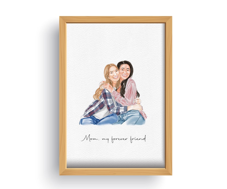 First Mothers Day Gift for Mom | Personalized watercolor portrait drawing from photo | family portrait from photo Mom Birthday gift for her