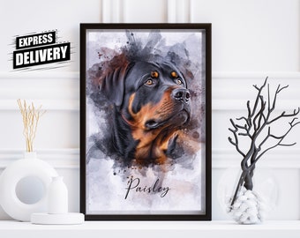 Watercolor Pet Portrait from Photo to Personalized gift for her girlfriend, mom, custom Dog Portrait Cat Portrait, Unique Christmas Gift