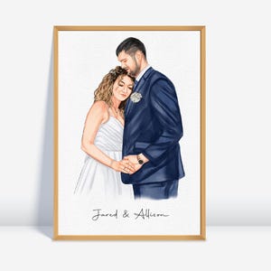 Retrato personalizado de casal em aquarela, desenhado à mão a partir de foto. Presente ideal para o Dia dos Namorados/Natal, aniversário de casamento ou como lembrança. Presente perfeito para namorado(a).
