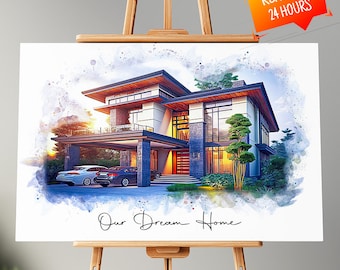 Unique Home Portrait | Watercolor House Painting | Housewarming Gift | New Home Gift | Home Painting | Realtor Closing Gift | House Portrait