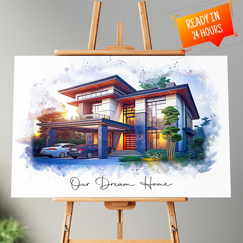 Unique Home Portrait | Watercolor House Painting | Housewarming Gift | New Home Gift | Home Painting | Realtor Closing Gift | House Portrait - by Pawarty