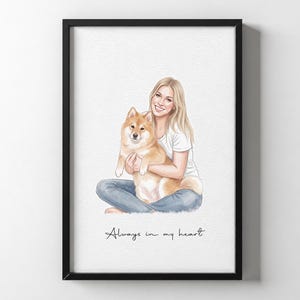Custom Watercolor Portraits with pet, couple portrait, Christmas Gift, Cat Portraits, Dog Portraits