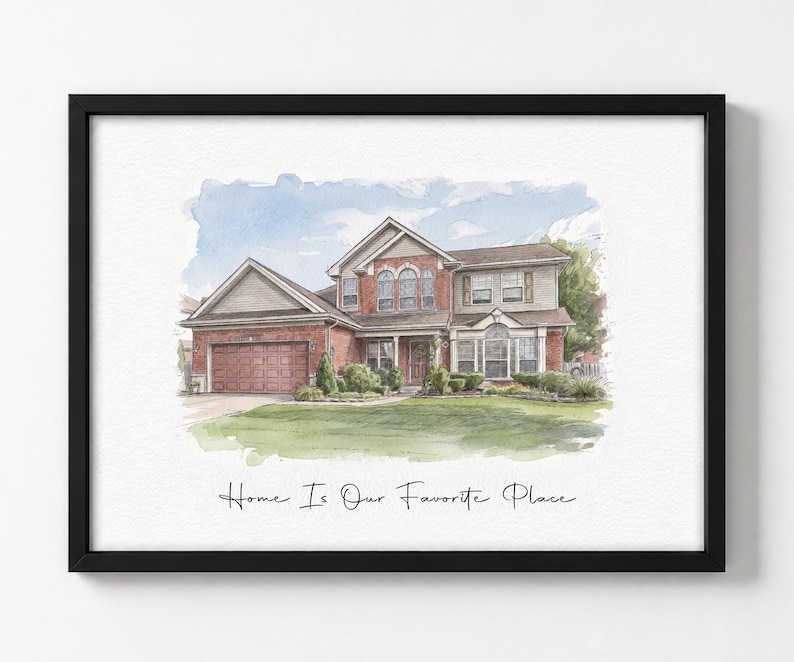 home portrait, house painting, housewarming gift, our first home sign, home sweet home sign, watercolor home