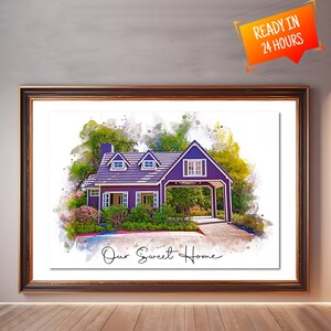 UNIQUE HOME PORTRAIT as a thoughtful HOUSEWARMING GIFT or REALTOR CLOSING GIFT, a beautiful WATERCOLOR PAINTING of their cherished HOUSE - by Pawarty