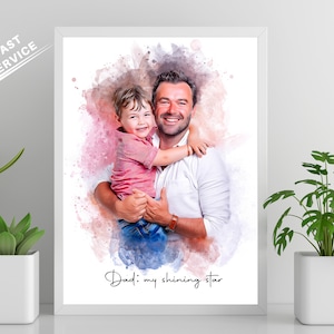 A heartfelt fathers day gift from daughter, perfect for dad, husband, or grandpa. this custom portrait painting from photo turns memories into timeless art. ideal as a birthday gift, anniversary dad gift, or first father gift.