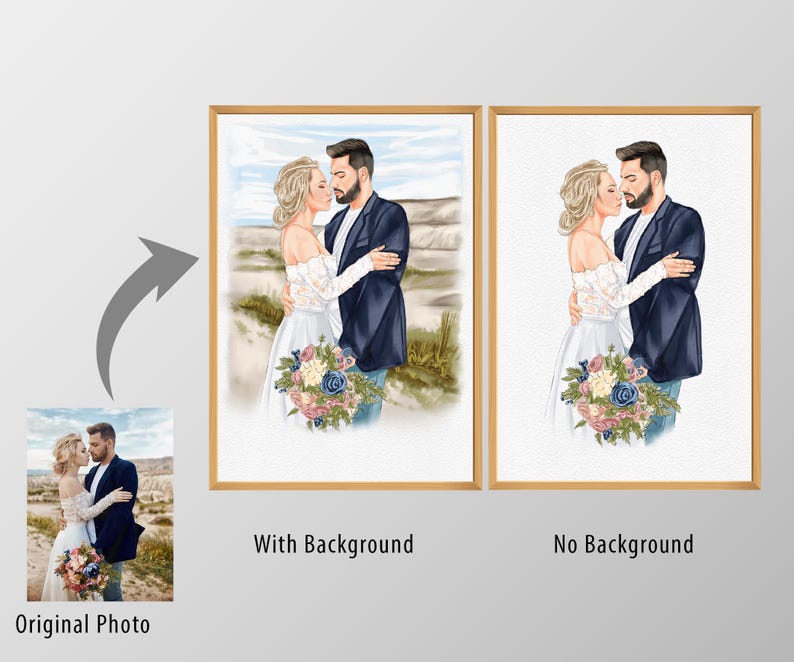 Personalized Gift, Wedding Portrait, Wedding Gift, Anniversary Present, Valentines Day Gift, Gift for Her Him, Wife Husband Gift