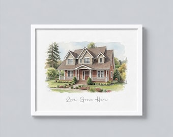 Hand-Painted House Portrait, Housewarming Gift, custom watercolor house portrait, Our First Home Sign, Home Sweet Home Sign, realtor gift